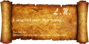 Langfelder Mariann névjegykártya